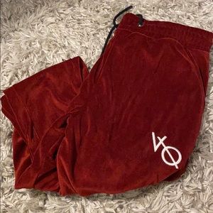 Vanquish Burgundy Velvet Sweatpants